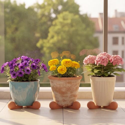 LemonRoad 12 Set Terra Cotta Cement Pot Feet for Outdoor Planters, Round - style: Round