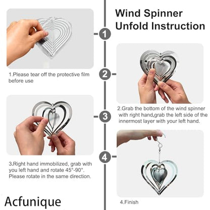 Bird Deterren for Outside Patio,Bird Scare Devices Discs Reflectors Stainless Steel Wind Spinners Reflective Heart Metal Bird Repellen to Keep Birds Away Porch Garden Yard Sparkly Double Side