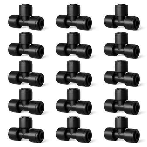 1/4 Inch Drip Irrigation Tee Connectors, Barbed T Fittings for 1/4" Tubing, Quick-Install Leak-Free Splitters for Drip & Sprinkler Irrigation Systems, 18 Pack - style: 1/4-inch tee