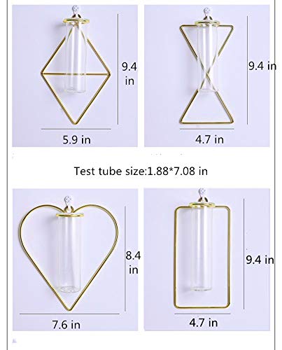 IvyMei Luxurious Nordic Gold Wall Vase Metal Frame Glass Tube - color: Gold 4