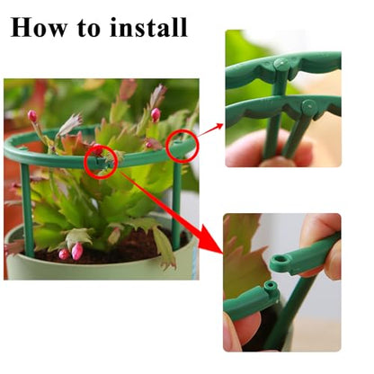 12Pack Plant Stakes, Plant Rings Stackable 3 Tier Garden Flower Support - size: 9.4" X 5.5"