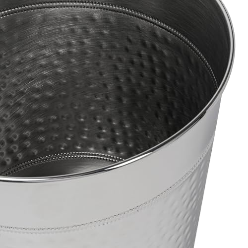 happimess Riley 2 Gal Hammered Steel Bin 10" H, Brushed Steel - color: Brushed Steel, size: Set of 1