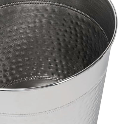 happimess Riley 2 Gal Hammered Steel Bin 10" H, Brushed Steel - color: Brushed Steel, size: Set of 1