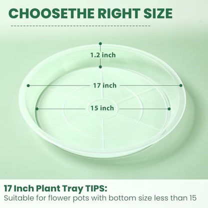 4 Pack 16 17 18 19 20 21 22 in Clear Plastic Plant Saucers for Indoors, Durable Plant Trays for Pots and Plant Water Catcher Tray with No Holes, Reusable Plastic Trays for Plants (17''-4Pack) - size: 17''-4Pack