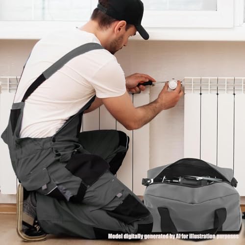Small Tool Bag, Close Top Wide Mouth Tool Organizer Bag, Large Tool Bags - color: Gray, size: 14 Inch
