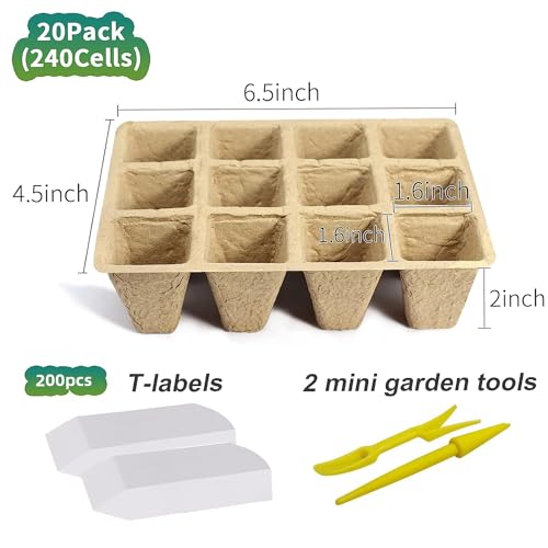 240 Cells Seed Starter Tray, 20 Pack Plant Starter Kit - size: 240 Cells, 20 Packs