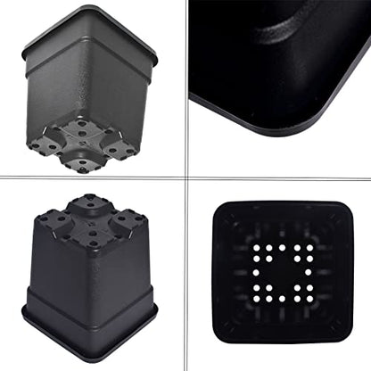 WFLNHB 8 Gallon 10 Pcs Square Plastic Plant Pots Flexible Nursery Pot Planter Nursery Pots Suitable for Flower Vegetables Succulents Black - color: Black, size: 8 Gallon-10 Pcs