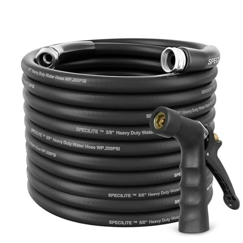 SPECILITE 5/8" Hot/Cold Garden Water Hose 100 ft, -50℉-158℉, Black - size: 5/8in x 100ft