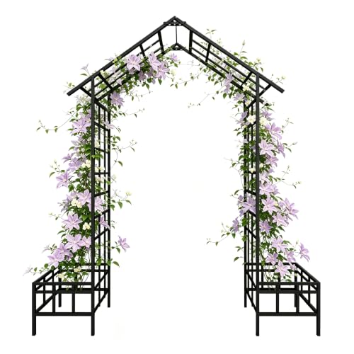 Black Heavy‑Duty Rustproof Galvanized Steel Garden Arch with Planters