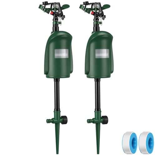 Qualirey Motion Activated Sprinkler Motion Activated Cat Deterrent Deer Repellent Animal Deterrent Devices for Garden Outdoor Need 3/4 Inch Hose Quick Coupler（Not Included）(2 Pack)