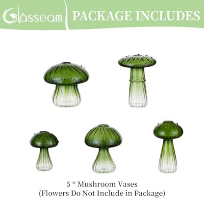 Glasseam Mushroom Glass Propagation Station, 5Pcs Green Plant Terrarium Jar - color: Green, size: 5