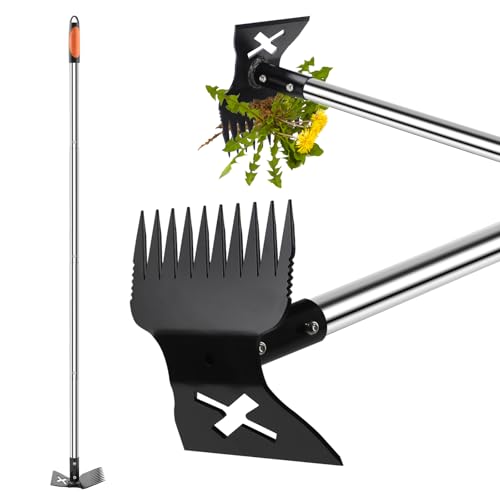 NICOFPHY Larger Weed Puller Tool with Long Handle for Garden, Yard and Lawn