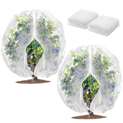 2 Pack Fruit Tree Netting Bags with Zipper and Drawstring, 4 x 5ft Ultra Fine Mesh Garden Netting Plant Cover, Bird Netting for Blueberry Bushes, Fruit Trees, Flowers (White, 4 x 5 ft) - color: White, size: 4 x 5 ft
