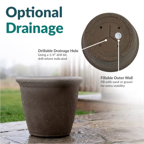 Sunnydaze Anjelica 15.25'' Large Plastic Planter Pot for Plants, Sable - color: Sable, size: 15.25 in