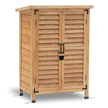 MCombo Small Outdoor Storage Cabinet, Wood Shed with Shelf 0985 (Yellow) - color: Yellow