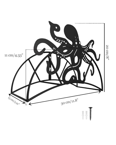 Octopus Hose Hanger Metal Wall Mount Heavy Duty 125'5/8" Garden Hose Holder - color: Octopus