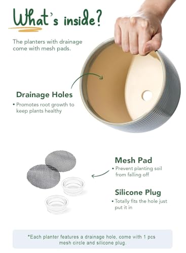 LE TAUCI Ceramic Plant Pots, 5.1 + 6.4 Inch, Set of 2, Reactive Glaze Gray - color: Reactive Glaze Gray