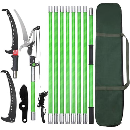 30 Feet Tree Pole Pruner Manual Branches Trimmer Tree Branch Garden Tools Loppers Hand Pole Saws Extendable Height Adustable System for Sawing and Shearing - size: 30FT(with branch scissors)