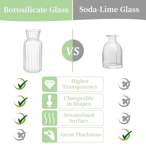 Glasseam Small Glass Bud Vases Bulk, 8Pcs Decorative Vases for Centerpieces - size: 8pcs