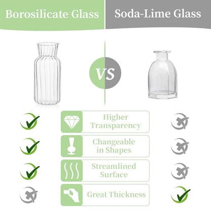 Glasseam Small Glass Bud Vases Bulk, 8Pcs Decorative Vases for Centerpieces - size: 8pcs