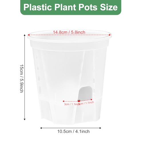 Plant Pots 6 inch Set of 5, Self Watering Pots for Indoor Outdoor