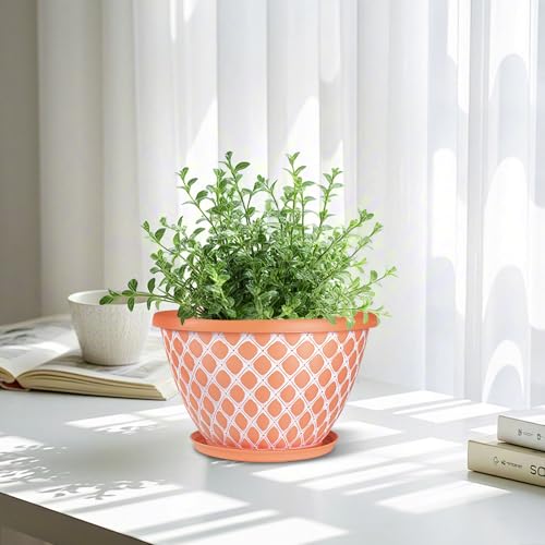 Nooulap 8 Inch Plant Pot, 6 Pack Small Flower Pots - color: Orange, size: 8 inch