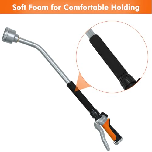 RESTMO 24 Inches Long Watering Wand for Garden Hose, Full Shower Spray Wand - color: Orange