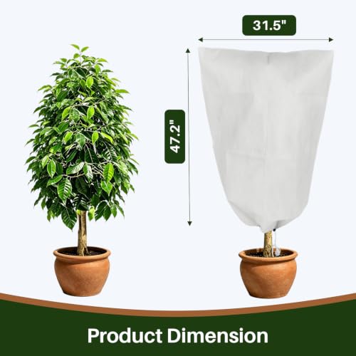 TOREAD 32“*47”Plant Frost Cover with Zipper and Drawstring, Non-Woven Freeze Protection for Outdoor Plants, Breathable Winter Plant Cover for Shrubs, Potted Plants and Garden Plants,2pack - size: 32" x 47"