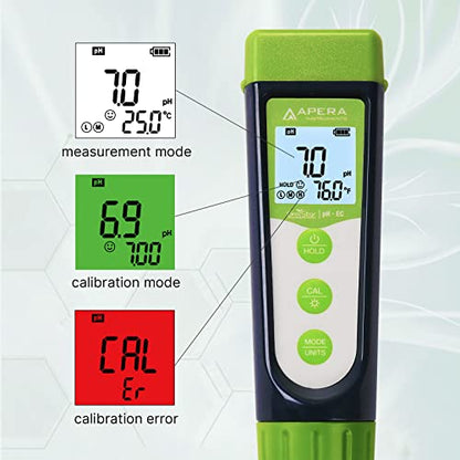 Apera Instruments GroStar Series GS4-P pH/EC/500ppm/700ppm/ORP 6-in-1 Combo Pen Tester Kit with Replaceable Double-Junction pH/EC Probe and ORP Probe for Hydroponics Water Quality Testing, Gen II - style: pH/EC/ppm+ORP