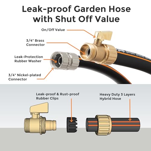 Giraffe Tools Garden Hose 5/8", 100ft with Shut off Valve - size: 100ft Male to Female Hose Set
