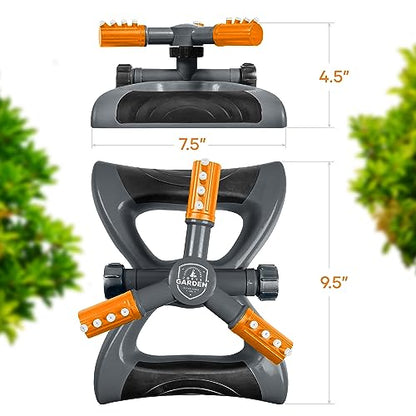 Joeys Garden Rotating Lawn Sprinkler for Yard & Kids, 360° Coverage, Orange - color: Gray