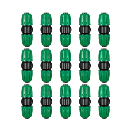15 Pack 1/2 Inch Irrigation Tubing Couplers, Barbed Connectors Compatible with 1/2" ID 0.60-0.65" OD Thin-Wall Drip Line, Anti-Leak Lock Nut Fittings for Greenhouse, Lawn & Raised Bed Watering - size: 1/2 inch Straight Coupling