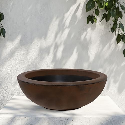 Sunnydaze Percival 20.75" Shallow Outdoor Planter Bowl, Rust, 2pk - color: Rust