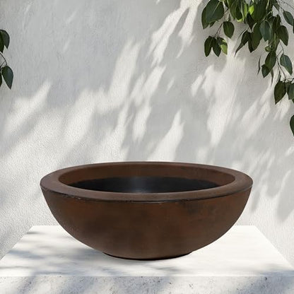 Sunnydaze Percival 20.75" Shallow Outdoor Planter Bowl, Rust, 2pk - color: Rust