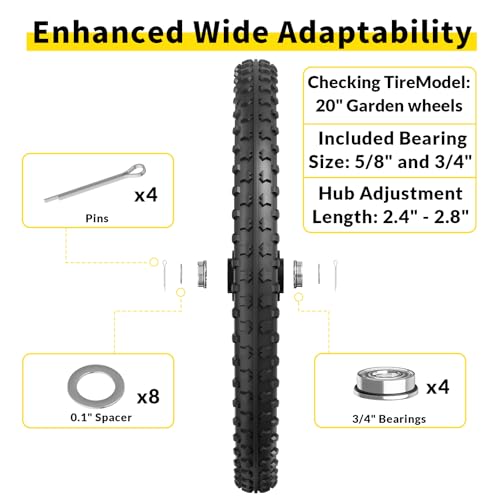 RONPOW 20" Flat Free Wheels Compatible with rubbermaid Wheelbarrows Tires - color: Black