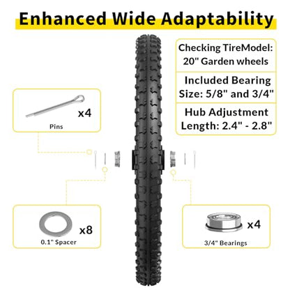 RONPOW 20" Flat Free Wheels Compatible with rubbermaid Wheelbarrows Tires - color: Black