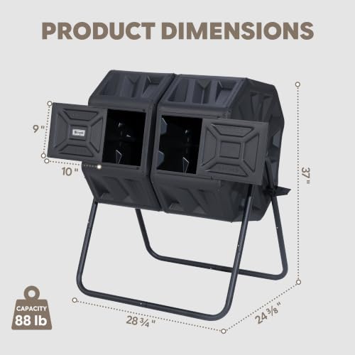 Werph 54 Gallon Large Outdoor Compost Tumbler, Dual Chamber Compost Bin