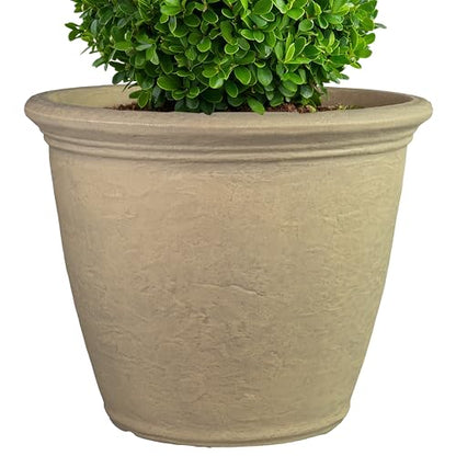 Sunnydaze Anjelica 20'' Large Plastic Planter Pot for Plants, Beige - color: Beige, size: 20 in