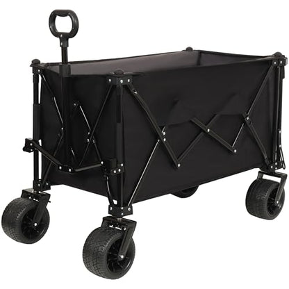 GDFStudio Foldable Wagon Cart with Extended Tailgate, Extra Long Extender Cart, Utility Cart for Camping Beach Sports Garden, All-Terrain Beach Wheels, 480 lbs Capacity, Black+Gray - color: Black+gray With Tailgate