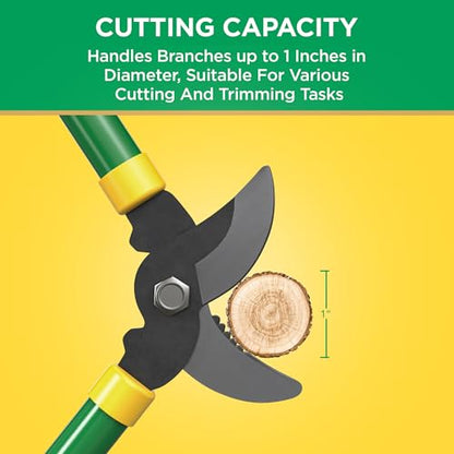 Miracle-Gro 15 in. Bypass Lopper for Tree Branch Trimming and Pruning – Heavy-Duty Branch Cutter with Ultra-Sharp Carbon Steel Blade, 1 in. Cutting Capacity and Comfort Grip Handles - style: Bypass Lopper 15"