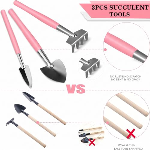 13 Pcs Succulent Care Tools, Mini Garden Transplanting Tool Set - style: Pink