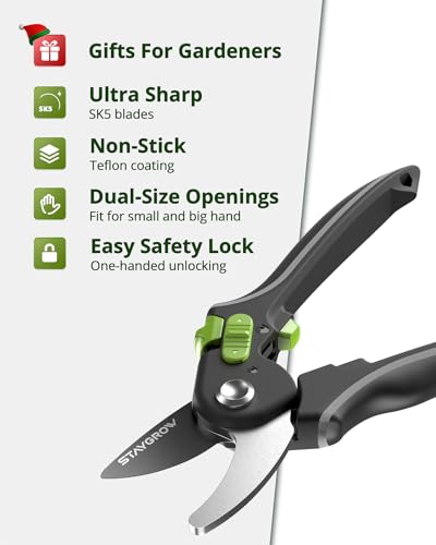 Gardening Scissors, Sharp Plant Trimming Scissors 2 Pack - size: 6.5 Inch Straight & 8.5" Bypass