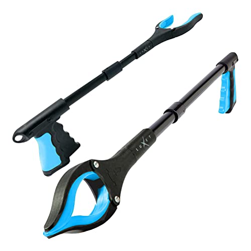 Grabber Tool 19" Aluminum Magnetic Claw, Rotating Lightweight Foldable Reacher Grabber Pickup Tool, Gripper Grabbers for Elderly Grab it Reaching Tool Trash Picker Grabber, Blue, By Luxet - color: Blue