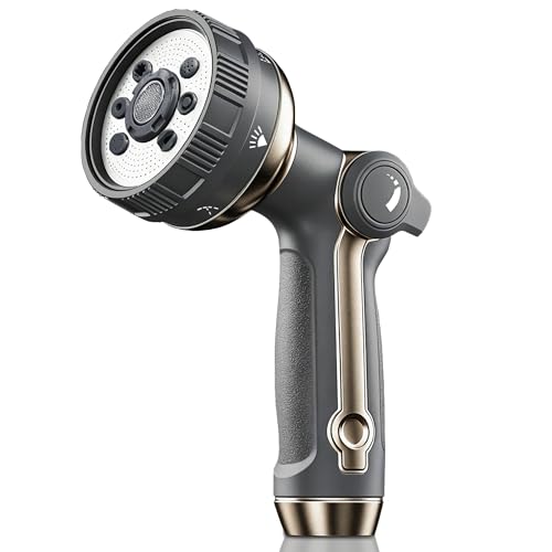 Garden Hose Nozzle Heavy Duty Metal Water Hose Sprayer - color: Black Gray