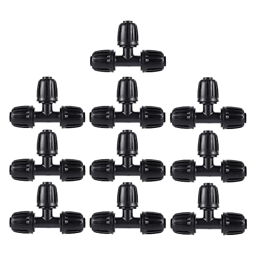 10 Pack 1/2 inch Irrigation Fittings Tee Connectors Anti-Drip - size: 1/2 inch Tee