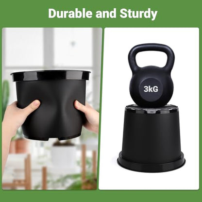 GREANER Plant Nursery Pots, 10 Inch Round Sturdy Garden Pots for Outdoor Indoor Plants, Plastic Black Seed Starting Container for Succulents, Seedlings(10PCS) - size: 10 Inch