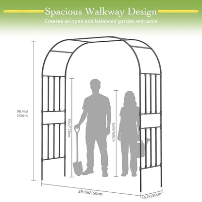 Square Tube Garden Arch Trellis for Climbing Plants 8.2ft Tall Metal Arbor - color: 59.1 inch Length - Black
