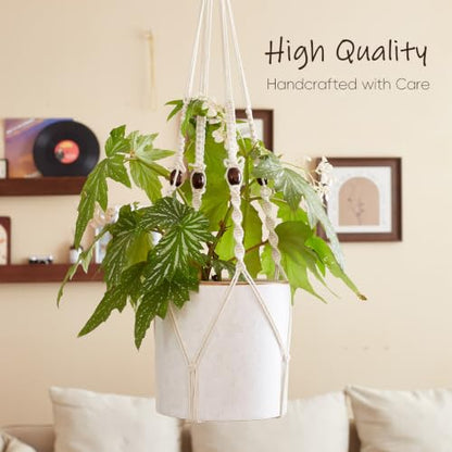 4Pack Macrame Plant Hangers Boho Hanging Planter for Indoor Plants - color: White