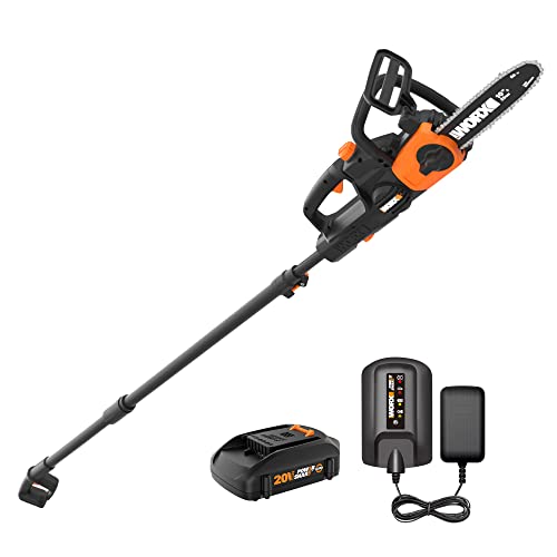 WORX Cordless Chainsaw, 20V 10" 2-in-1 Pole Saw with Auto-Tension, WG323