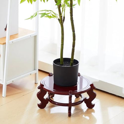 Geetery 2 Pcs 4–12 in Oriental Wooden Plant Stand Indoor Vase Stand, 12 in - size: 12 in